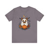 Yorkie Ghost Unisex Tee, Floral Halloween Shirt, Dog Lover Gift, Spooky Graphic T-Shirt, Cute Pet Apparel