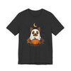 Yorkie Ghost Unisex Tee, Floral Halloween Shirt, Dog Lover Gift, Spooky Graphic T-Shirt, Cute Pet Apparel