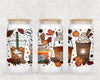 Pumpkin Spice Iced Coffee Cup 16oz Glass Cup with Lid + Straw