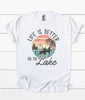 Life is better on the Lake Vintage Print Boyfriend Style Unisex Tee Shirt