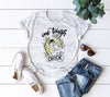 Large V-neck One Tough Chick Endometriosis Fighter Adult Unisex Marble Tee