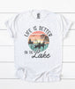 Life is Better on the Lake Vintage Print Boyfriend Style Unisex Tee Shirt
